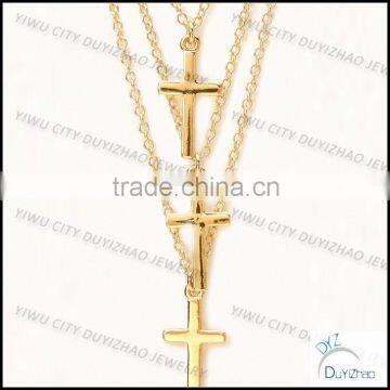 fashionable new trendy gold plated cross layer necklace