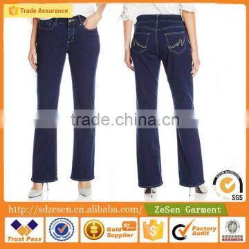 2014 Simple Design Women jeans, 100% cotton soft jeans, custom back pockets embroidery pattern