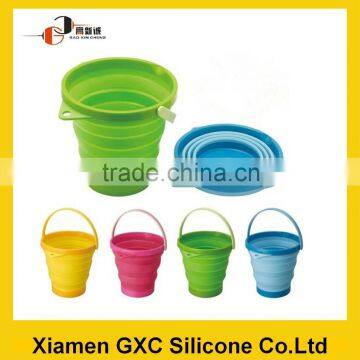 portable flexible silicone rubber collapsible pack away bucket