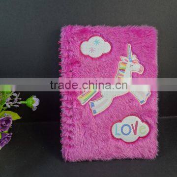 OEM cartoon design plush cover luxury notebook
