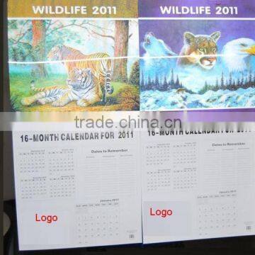 lenticular 3D calendar hanging on the wall