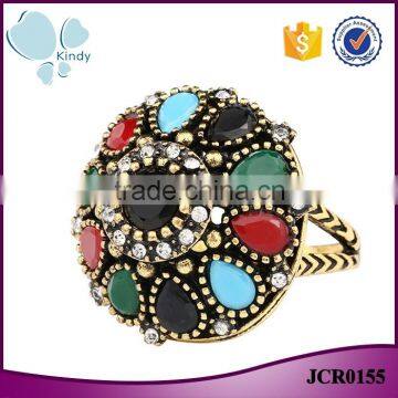 Factory direct sell zinc alloy multicolor crystal rhinestone ring bohemian rings