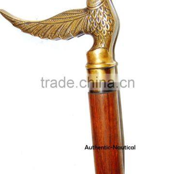 NAUTICAL DECOR ANTIQUE BRASS FINISHING BIRD HANDLE WALKING CANES-DECORATIVE WALKING CANES Wk1176 photo-2