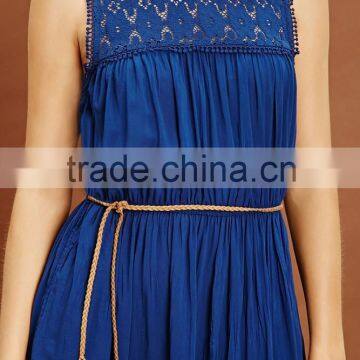 New Arrival Women Blue Elegant Short Casual Dress With Pleat photo-6