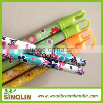 SINOLIN Cheap painted flower cover iron broom handle with colorful plastic cap