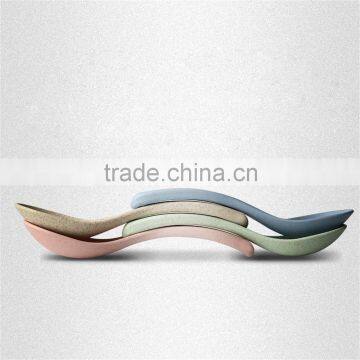 Wheat Straw Plastic Tableware Colorful Spoon Set photo-3
