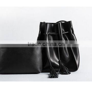 Cow Leather Ladies Women Hand Bag Barrel Bucket Brand Luxury Luxe Elegant 2016 New Fashion Vogue Noble Royal Shoulder Handbag