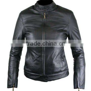 Ladies Black Classic Fit Sheep Leather Jacket