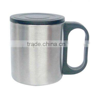 Office Double wall stainless steel tea cup with lid&handle/thermos coffee cup