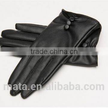 Hot Selling Outdoor Winter Warm PU Leather Touch Screen Gloves For Ladies