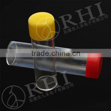 52.6mm O.D.x 186mm long clear plastic tube with two caps,clear tubes with hanging cap