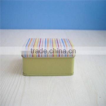 attractive stipes printing rectangular shaped soap metal tin can