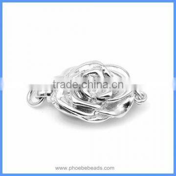 White Rhodium Plated Sterling Silver Rose Box Clasps Hooks Connectors Jewellery Findings For Pearl Necklace Bracelets SC-BC227