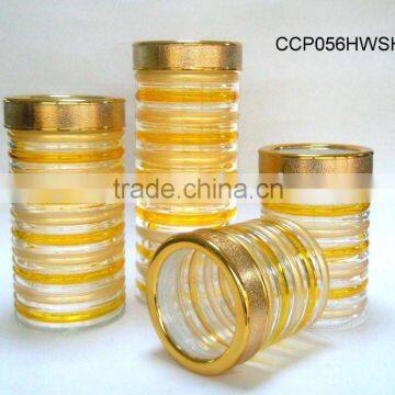 CCP056HWSH glass jar with golden lid and golden design