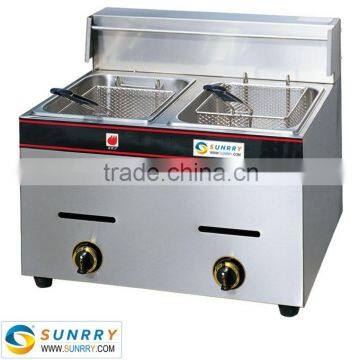 2013 Quality 2 Tanks 2 Baskets Gas Deep Fryer 5.5 Liters Per Tank Fryers Price (SY-TF5B-1 SUNRRY)