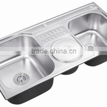 Triple Bowl kitchen Sink With waste bin