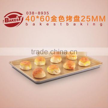 8935 Golden rectangular high quality aluminum alloy non-stick shallow baking pan tool for bread and cake