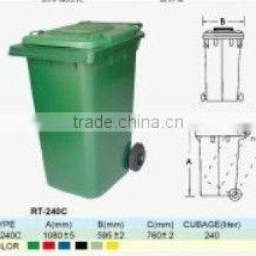 plastic waste bin/trash container with wheels