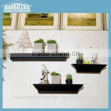 Black Three-piece Wooden Wall Mounted Rack