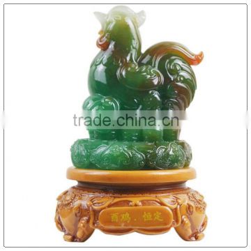 Jade color resin Rooster figurine , resin statue