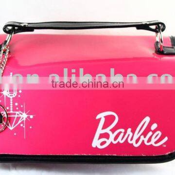 PINK PVC cosmetic bag with handle