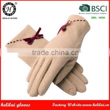 BSCI factory wholesale fashion wool ladies gloves woolen top knitted gloves