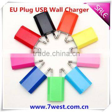 New Promotional 5V /1A Colorful EU Plug USB Wall Charger AC Adapter For Smart Mobile Phone Charger