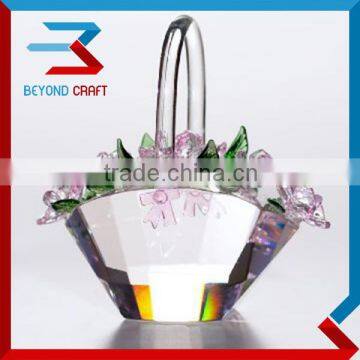 Beautiful Crystal Basket Flower Craft Home Decoration