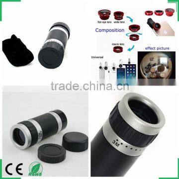 Universal 8X telephoto lens+fisheye lens +macro lens+wide angle lens