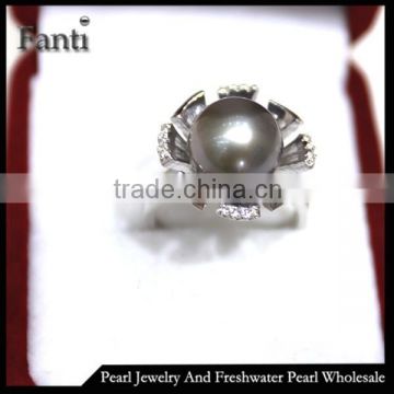 freshwater round pearl price natural flower pearl ring real 925 silver ring