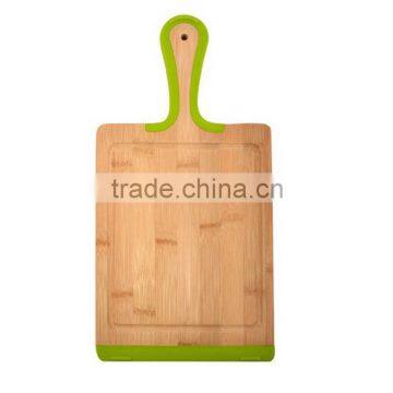 handiness bamboo pizza block with color plastic handle