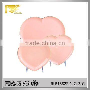 china manufacturer plate, heart shaped porcelain plate, ceramic red plate for Valentine