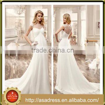 VDN14 Directionally Pleated Bodice Bridal Wedding Dress 2016 Latest Cap Sleeve Button Back Vestido De Boda Corto for Weddings