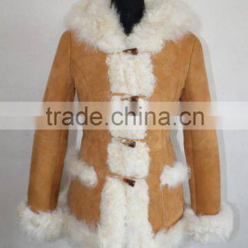 Double Face Lamb Skin Short Fur Jacket/Real Lamb Fur Coat winter Women