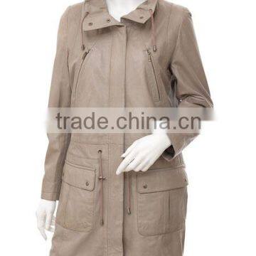 2014 fashion ladies long leather coat skin