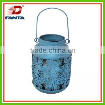 Charming metal lantern with LED light with handle for home decor