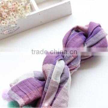 MS81049C Winter 2016 Kids Soft Linen Fabric Plaid Scarves photo-3