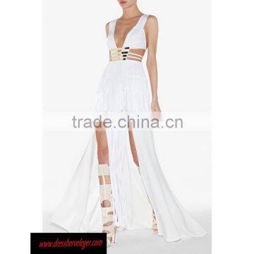 2016 hot seller white floor-length bandage dress with sequin