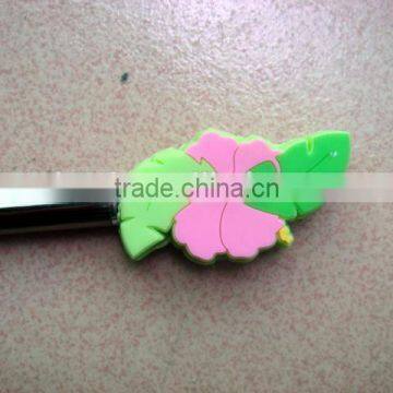 new design colorful leaf shape silicone pencil with topper