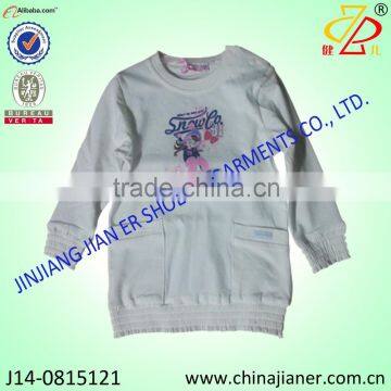 hot sale 100%cotton long style white kids tshirts for girl kids clothing