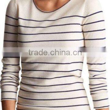 Stripe roll edge ladies knitwear