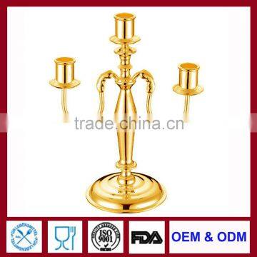 3 three candles Vintage gold Plated Taper Candle Holder Wedding Candelabra Standing Candelabra