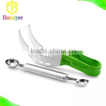 Antirust PVC Handle Watermelon Slicer Corer server and double melon baller fruit slicer set