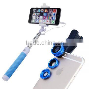 Apexel Camera Lens 3 in 1, Fisheye Lens for Mobile Phone, Selfie Stick With 3.5mm Cable for All Phones photo-2