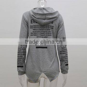 Wholesale 2016 Fashion Women Slit Back Letters Printed Hoodies Ladies Alphabet Long Velvet Zip Up Custom Hoodie Manufacturers photo-3