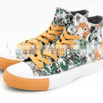 Multicolor Printed Vulcanized Trainer High Top Women Sneakers Cheap Casual Canvas Shoes Women Ladies Shoes 2016 photo-2