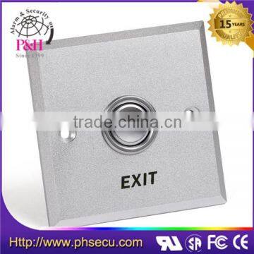 Metal access control emergency door release button