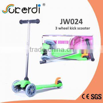 3 wheel 120/80mm plug in aluminum T bar kids kick scooter zhejiang