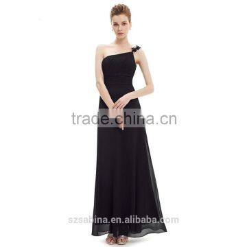 2016 Suzhou top quality one -shoulder long chiffon alibaba elegant chiffon evening dresses long