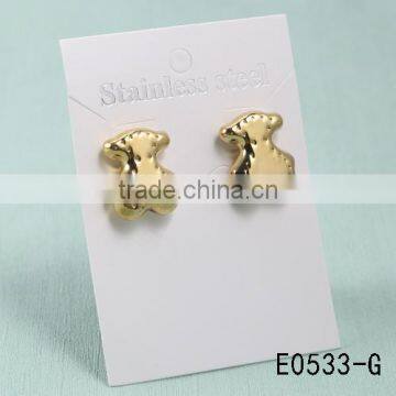 Professional manufacturer Touch love fashion gold plated bear shaped stud earrings